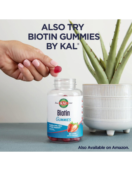 Tabletas de Biotina KAL 5000 mcg Sabor Frutos Mixtos 100 Unidades Tabletas de Biotina KAL 5000 mcg Sabor Frutos Mixtos 100 Unidades