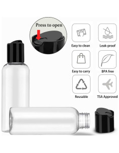 Paquete de 5 Botellas de Viaje DNSEN 100 ml Aprobadas por TSA 2