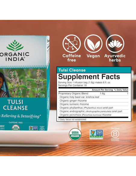 Té Herbal Tulsi Orgánico 18 Bolsitas - Albahaca Sagrada