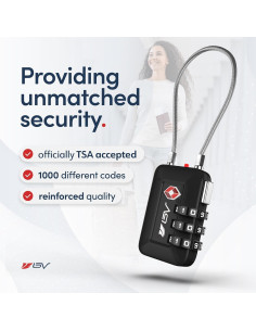 Candado de Combinación Reajustable BV-TL04 Negro - 2 Paquete TSA 2