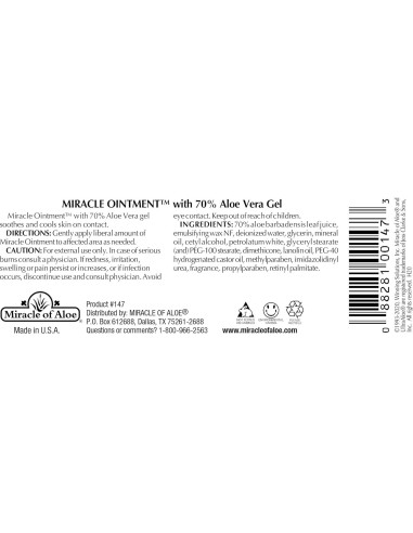 Pomada Milagrosa Aloe Vera 70% - Milagro de Aloe 56.7g