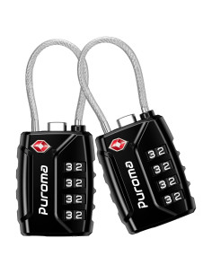 Candados de Equipaje Puroma 2 Pack TSA 4 Dígitos Negro