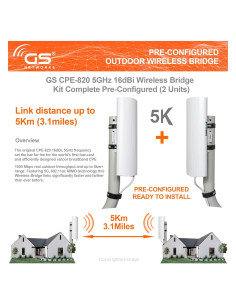Puente Inalámbrico P2P GoodStory WB610H 5KM 1000Mbps 2 Unidades