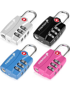 Candados de Equipaje TSA Fosmon - Paquete de 4, Combinación 3 Dígitos 2