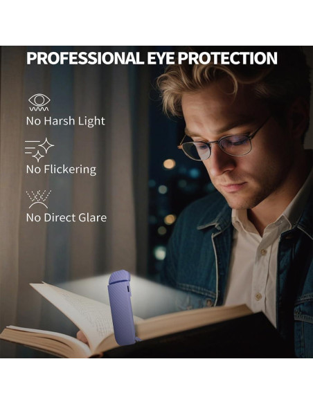 Luz de Libro Portátil Hamgader Púrpura con Brillo Ajustable