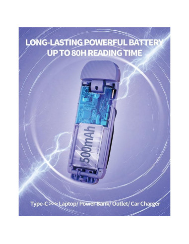 Luz de Libro Portátil Hamgader Púrpura con Brillo Ajustable