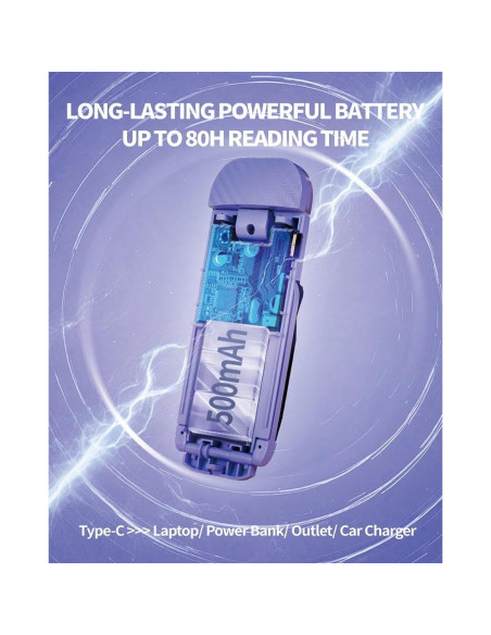 Luz de Libro Portátil Hamgader Púrpura con Brillo Ajustable