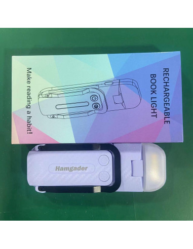 Luz de Libro Portátil Hamgader Púrpura con Brillo Ajustable
