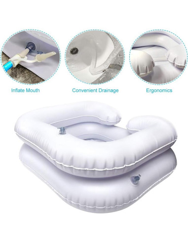 Lavabo Inflable Pilarmuture para Lavar Cabello en Cama - Blanco