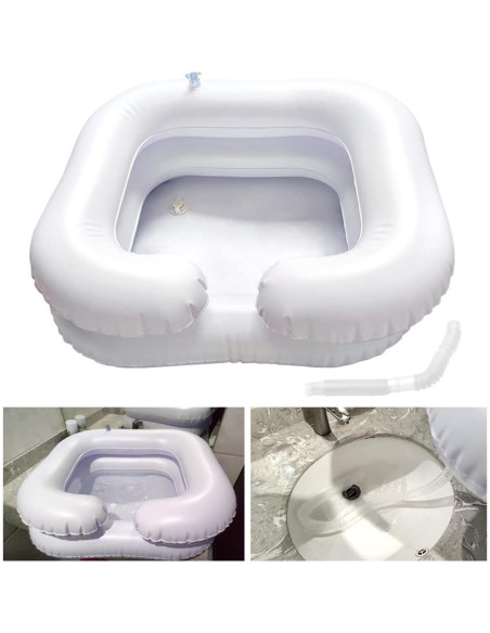 Lavabo Inflable Pilarmuture para Lavar Cabello en Cama - Blanco