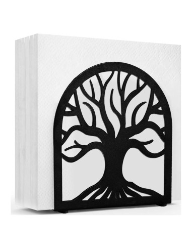 Porta Servilletas de Metal Negro Árbol de la Vida HAYLILUYOO