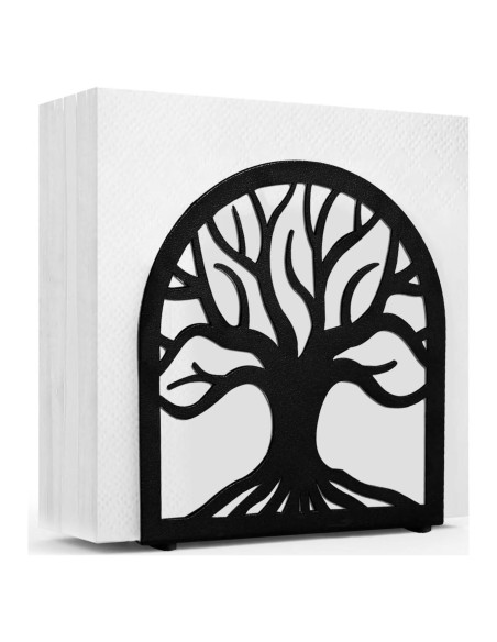 Porta Servilletas de Metal Negro Árbol de la Vida HAYLILUYOO
