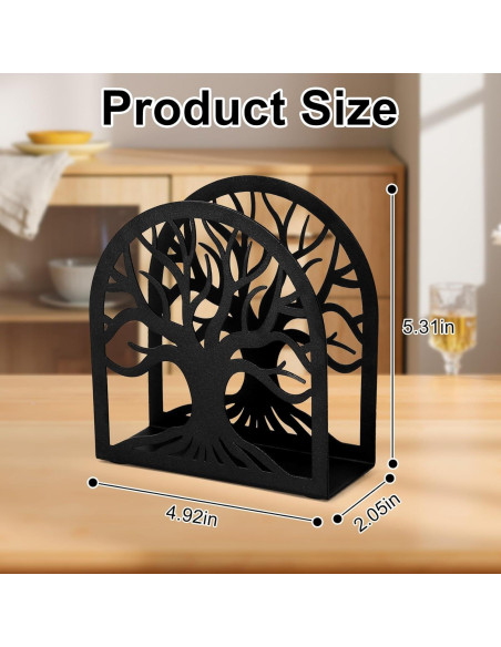 Porta Servilletas de Metal Negro Árbol de la Vida HAYLILUYOO
