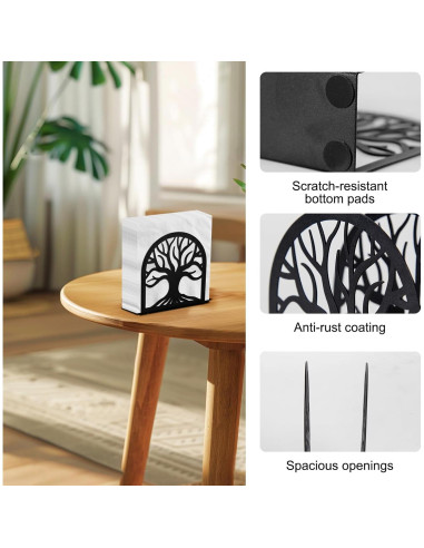 Porta Servilletas de Metal Negro Árbol de la Vida HAYLILUYOO