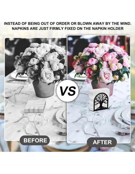 Porta Servilletas de Metal Negro Árbol de la Vida HAYLILUYOO