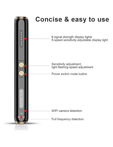 Detector de Cámaras Ocultas Genérico S3 - Antiespía con Audio y Video