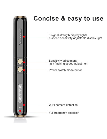 Detector de Cámaras Ocultas Genérico S3 - Antiespía con Audio y Video Detector de Cámaras Ocultas Genérico S3 - Antiespía con Audio y Video