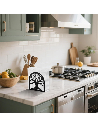 Porta Servilletas de Metal Negro Árbol de la Vida HAYLILUYOO