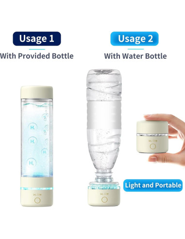 Botella de Agua de Hidrógeno H2 LIFE 3000 ppb Portátil Beige