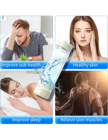 Botella de Agua de Hidrógeno H2 LIFE 3000 ppb Portátil Beige