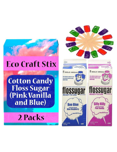 Azúcar de Algodón Eco Craft Stix - Paquete 2 Sabores 1.47 kg