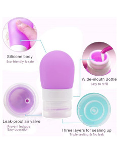 Botellas de Viaje de Silicona Mziart 38.4 ml - Paquete de 3 2