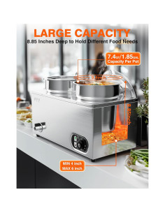 Calentador de Sopa PYY 7L Eléctrico con 2 Ollas Inoxidable 2