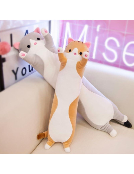 Almohada de Cuerpo de Gato de Peluche 110 cm Gris Genérico Almohada de Cuerpo de Gato de Peluche 110 cm Gris Genérico