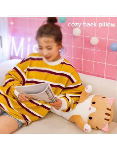 Almohada de Cuerpo de Gato de Peluche 110 cm Gris Genérico