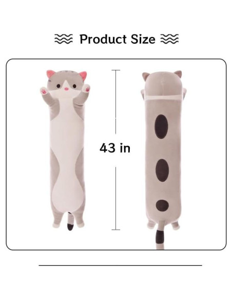 Almohada de Cuerpo de Gato de Peluche 110 cm Gris Genérico Almohada de Cuerpo de Gato de Peluche 110 cm Gris Genérico