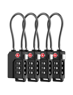 Candados TSA LUGGEX para Equipaje - 4 Unidades, Negro