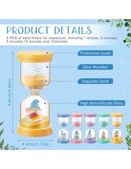 Paquete de 5 Relojes de Arena Gnome Tellegloww 10-15 Minutos Paquete de 5 Relojes de Arena Gnome Tellegloww 10-15 Minutos