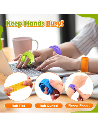 Pulseras Fidget Sensoriales KLT 6 Pack para Niños y Adultos