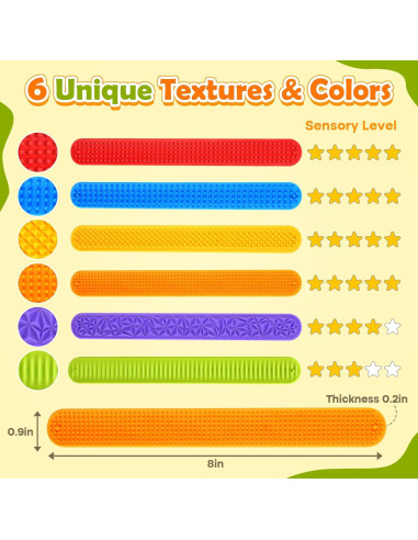 Pulseras Fidget Sensoriales KLT 6 Pack para Niños y Adultos