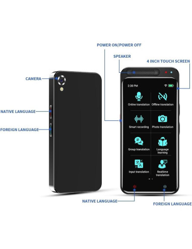 Traductor de Idiomas LTDNB Z9, 138 Idiomas, Pantalla 4.1"
