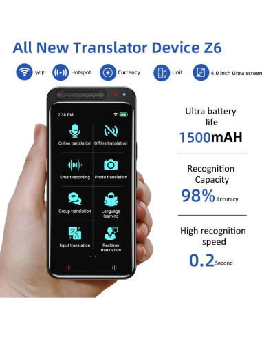 Traductor de Idiomas LTDNB Z9, 138 Idiomas, Pantalla 4.1"