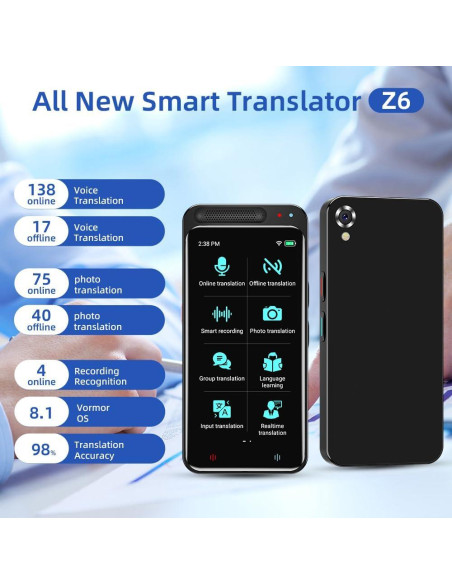 Traductor de Idiomas LTDNB Z9, 138 Idiomas, Pantalla 4.1"