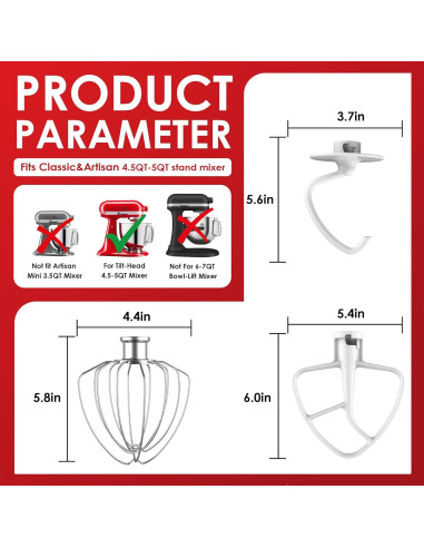 Accesorios de Mezclador KitchenAid 4.5QT Ezato K45WW K45DH K45B