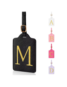 Etiquetas de Equipaje Personalizadas XSUIOY - Cuero PU Negro M