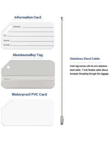 Etiquetas de Equipaje de Aluminio Ovener 2 Pack Plata