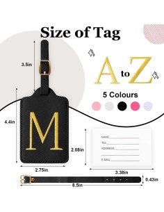 Etiquetas de Equipaje Personalizadas XSUIOY - Cuero PU Negro M 2