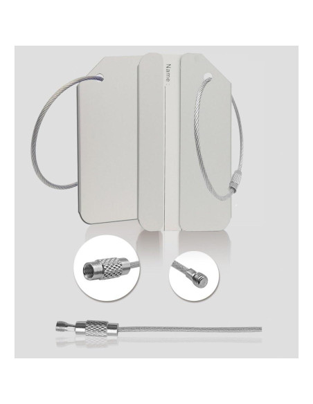 Etiquetas de Equipaje de Aluminio Ovener 2 Pack Plata