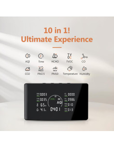 Monitor de Calidad del Aire Qxpztk AIR-08Pro, 16 en 1, Negro 2