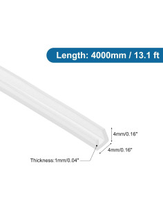 Bisel U Channel de Goma Silicona PATIKIL 4m Transparente 2
