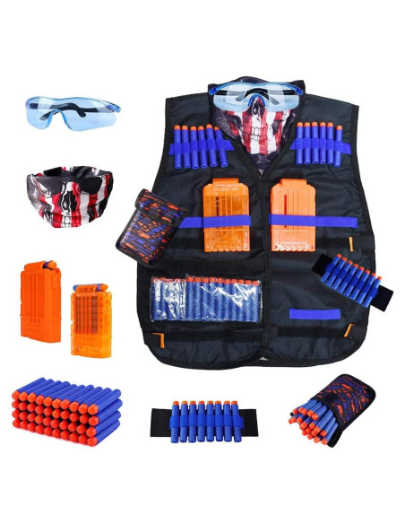 Kit Chaleco Táctico Nerf para Niños con 40 Dardos y Accesorios