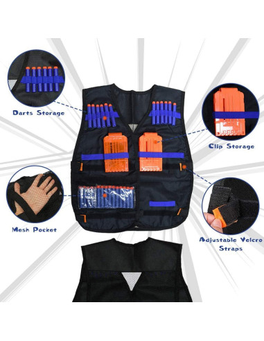 Kit Chaleco Táctico Nerf para Niños con 40 Dardos y Accesorios