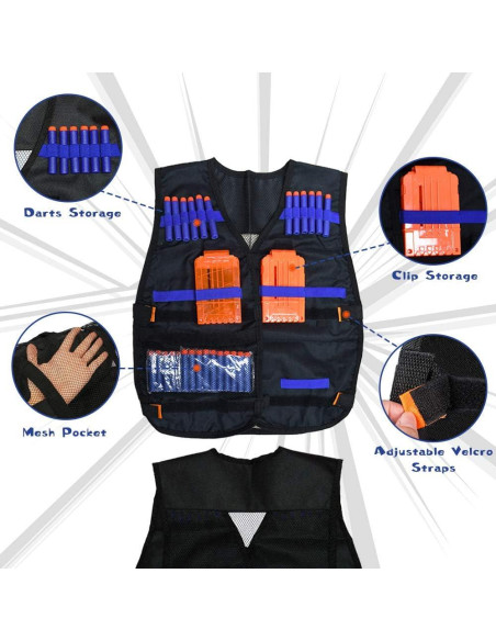 Kit Chaleco Táctico Nerf para Niños con 40 Dardos y Accesorios
