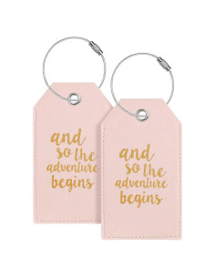 Etiquetas de Equipaje Personalizadas CASMONAL Cuero Rosa 2 Pzas