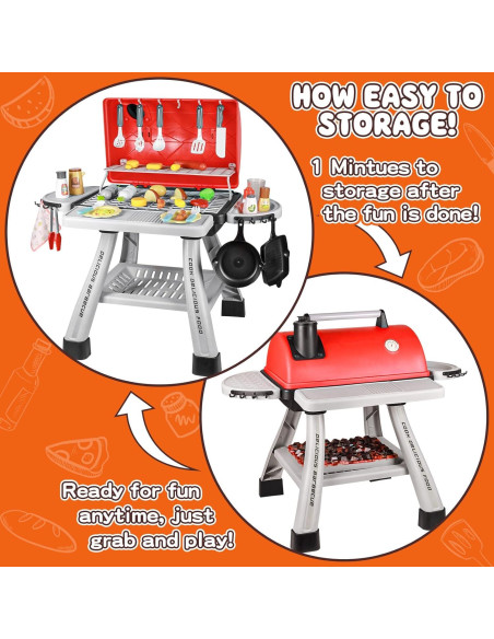 Set de Juego Parrilla BBQ Infantil Pickuparts 2 Capas Rojo