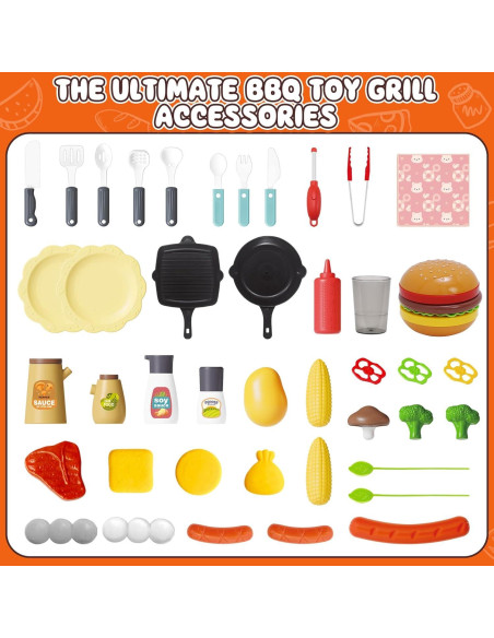 Set de Juego Parrilla BBQ Infantil Pickuparts 2 Capas Rojo